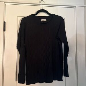 long sleeve waffle knit henley